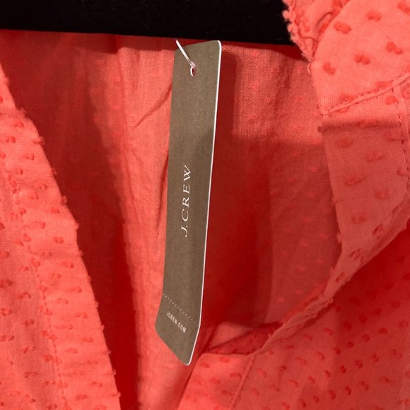 J CREW Ruffle Trim V-Neck Popover in Clip Dot Size Large NEW NWT Coral  Fall - Picture 8 of 9